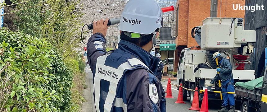 小平市内にて交通誘導警備業務を実施致しました。