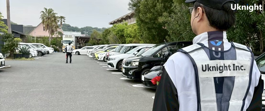 西区内にて駐車場警備業務を実施致しました。